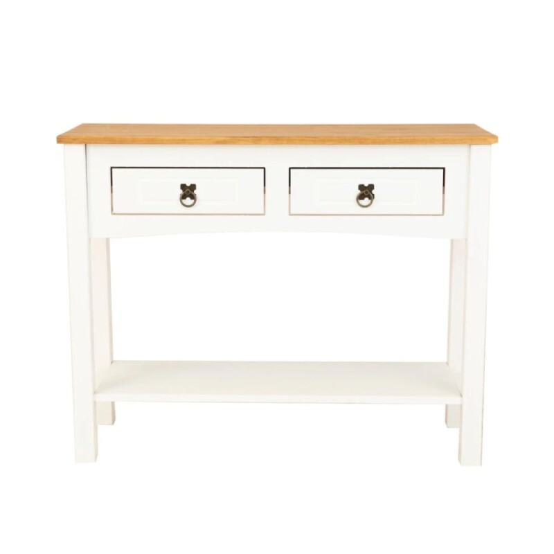 Mesa De Arrime 2 Cajones Consola - Linea Mexicana Blanco Mesa De Arrime 2 Cajones Consola - Linea Mexicana Blanco