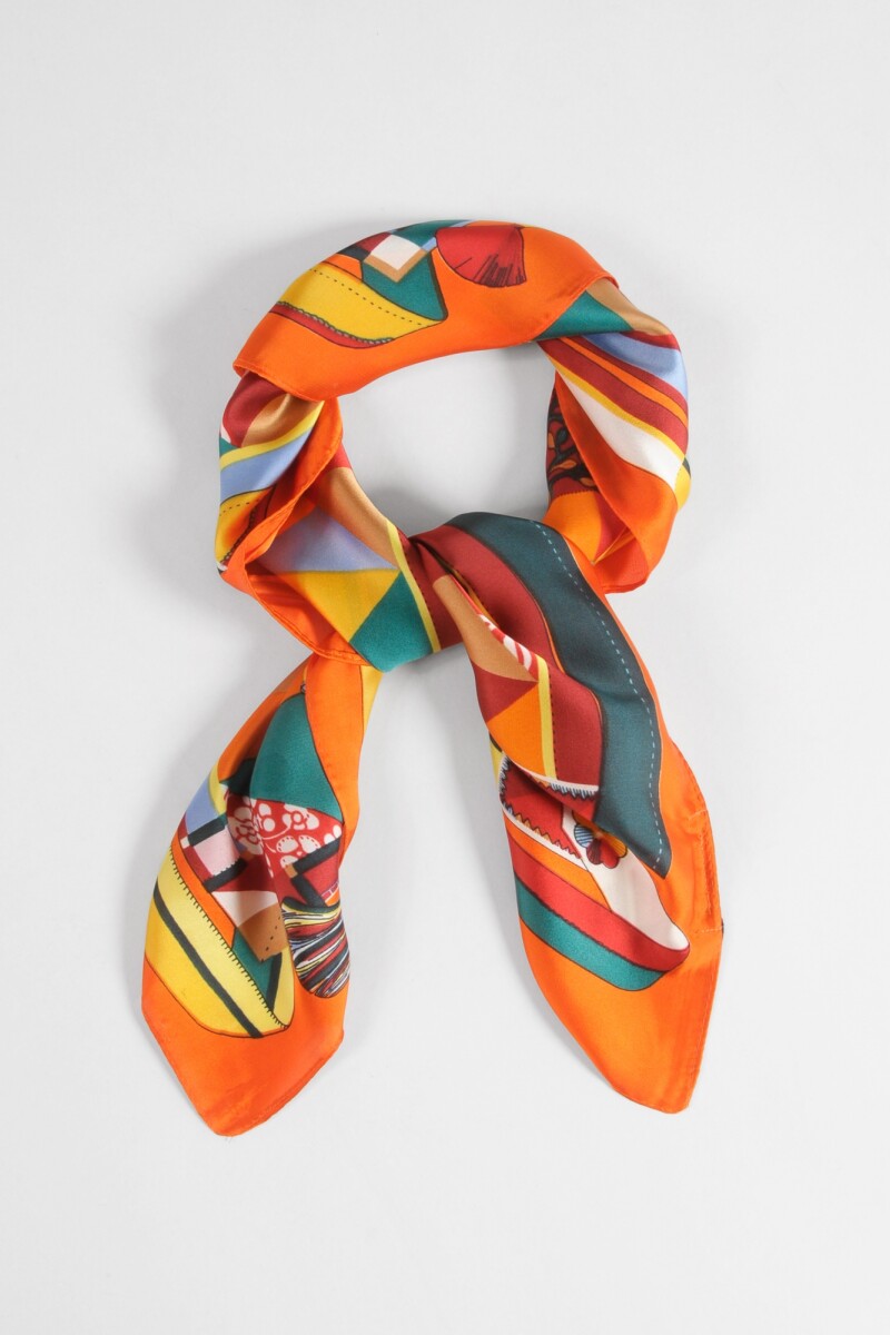 Pañuelo geométrico colorblock naranja