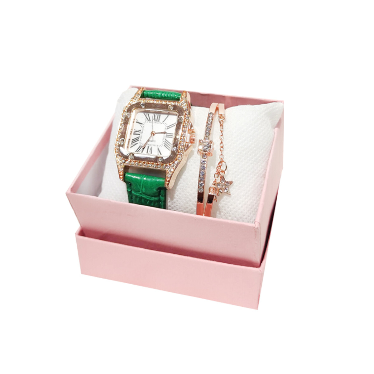 Set De Reloj Rectangular - Verde 