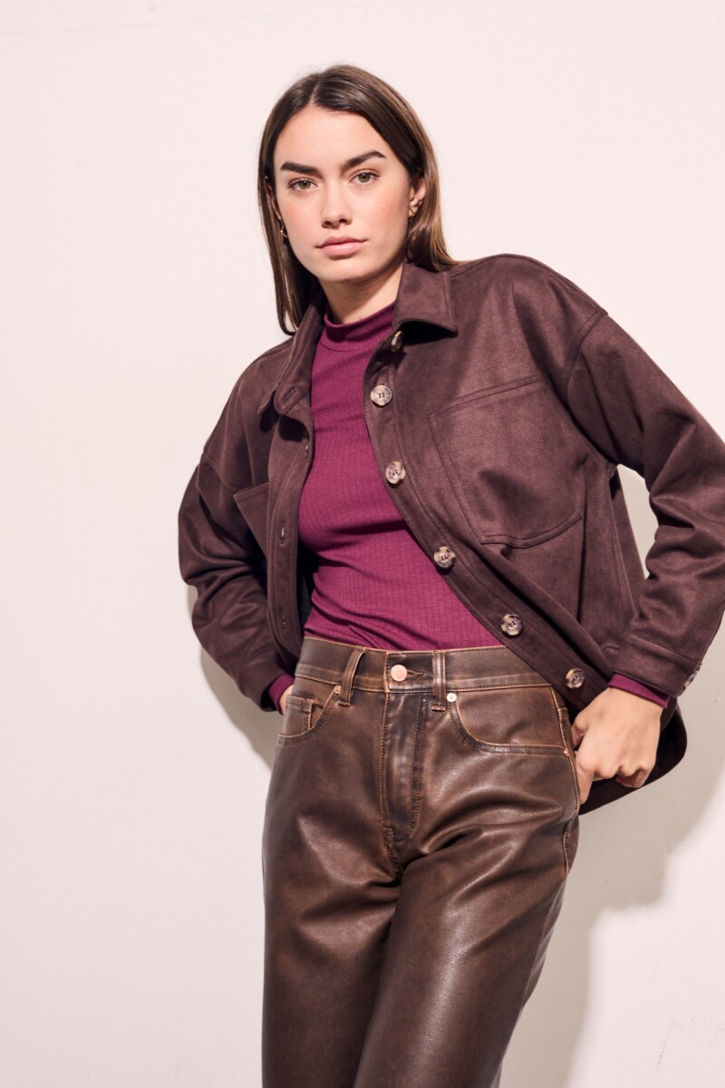Sobrecamisa Gamuza Cuero Vegano Marron