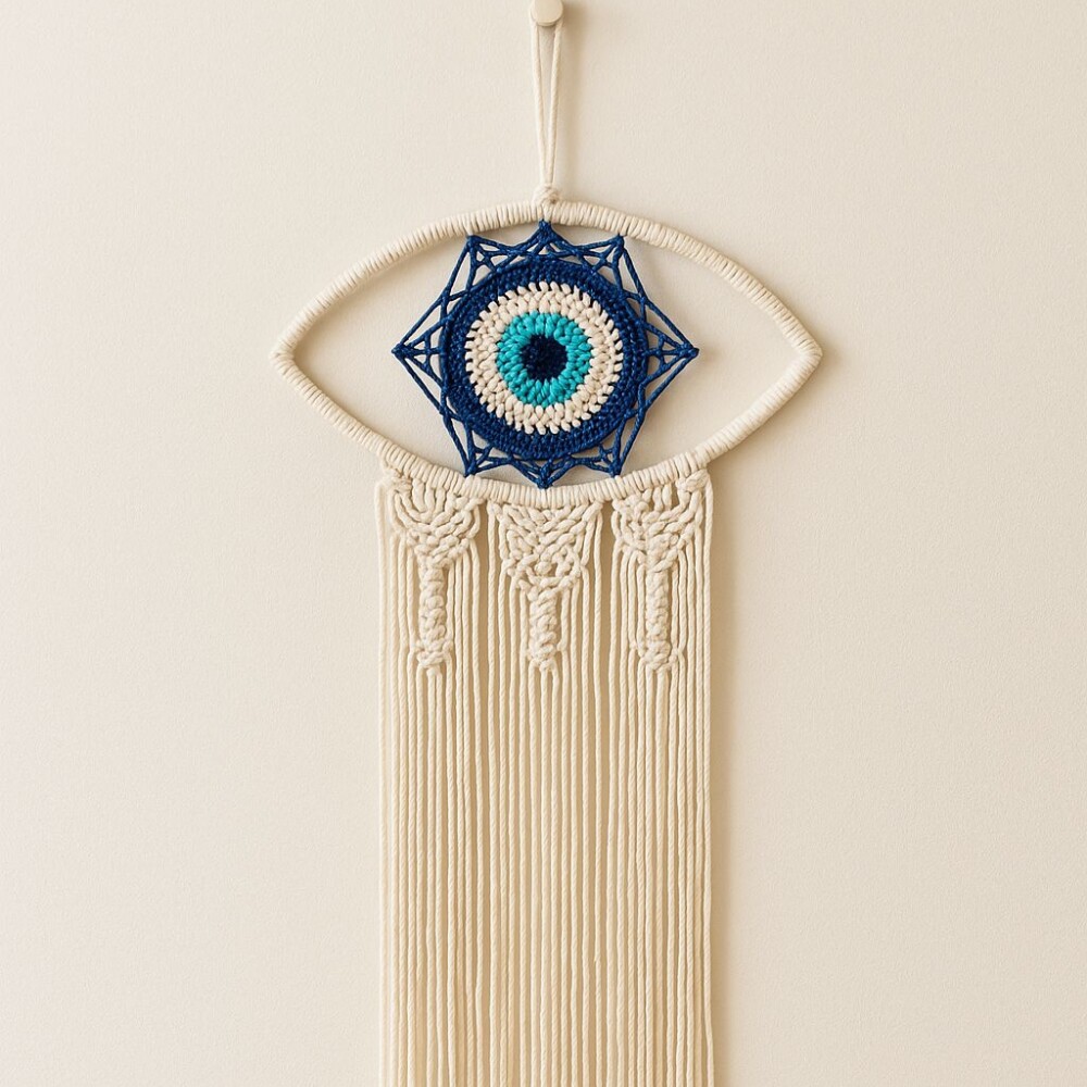 Atrapasueños Ojo Turco De Crochet Con Flecos Largos Atrapasueños Ojo Turco De Crochet Con Flecos Largos