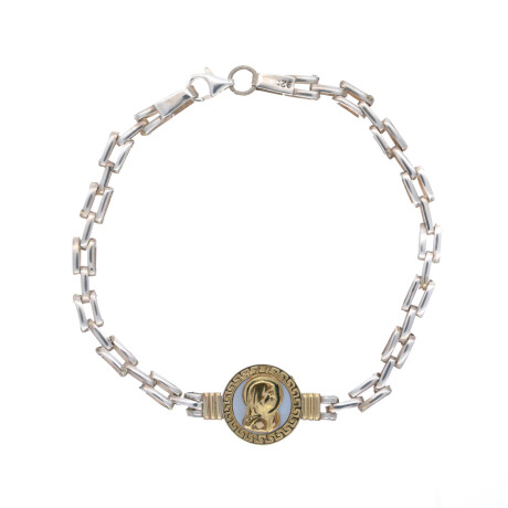 Pulsera de plata 925, double en oro 18 ktes y nácar, VIRGEN NIÑA. Pulsera de plata 925, double en oro 18 ktes y nácar, VIRGEN NIÑA.