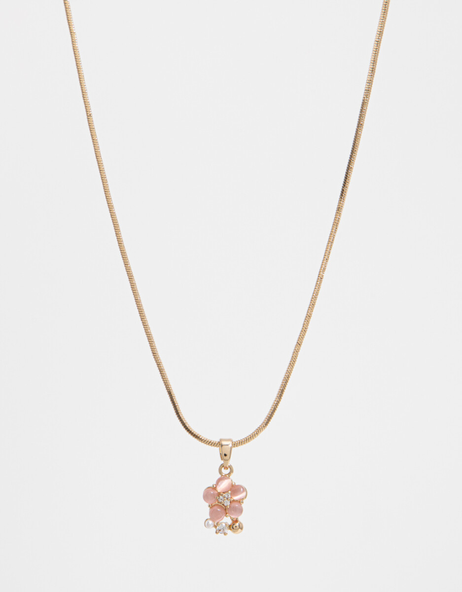 Collar Con Dije Floral Con Cubic Zirconia 