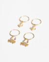Aros Argollas Set Strass Set Argollas Dije Cangrejo Y Ancla - Dorado