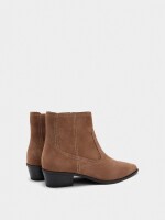 Botines De Piel Con Pespuntes camel