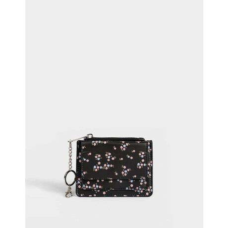 Monedero Cuerina Solapa Estampado Flores