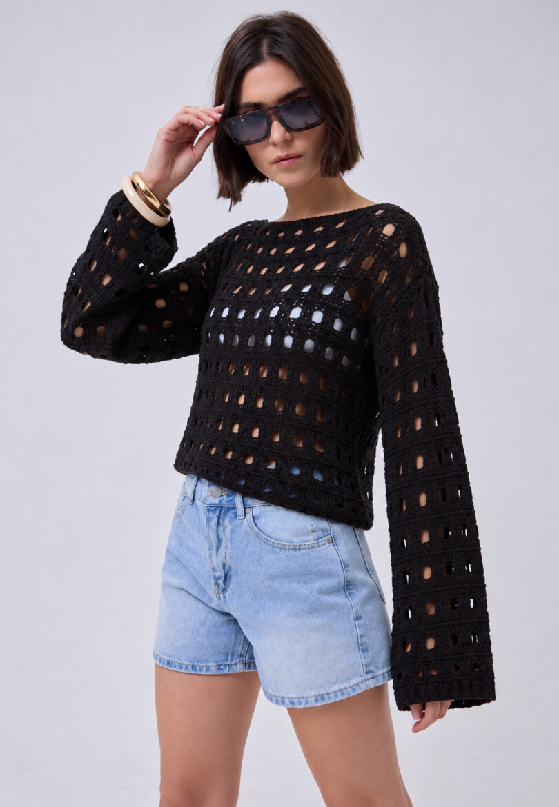 Sweater calado Negro