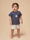 Camiseta Azul Con Estampado Estrella Cru Azul Medio Oscuro