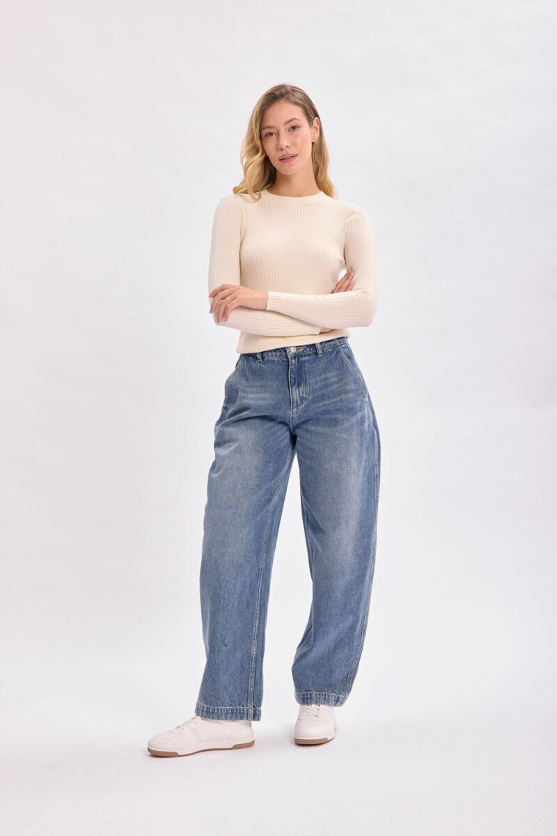 Pantalón jean carrot Azul Medio