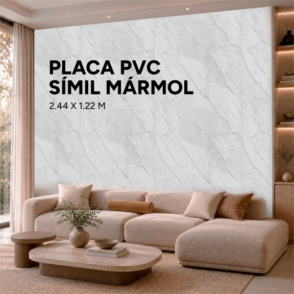 Pack x5 Placa PVC Símil Mármol 2,44x1,22m 3mm Resistente Gris Veteado 2