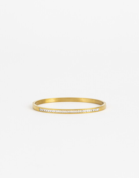 Brazaletes Strass Pulsera De Acero Con Cubic - Dorado