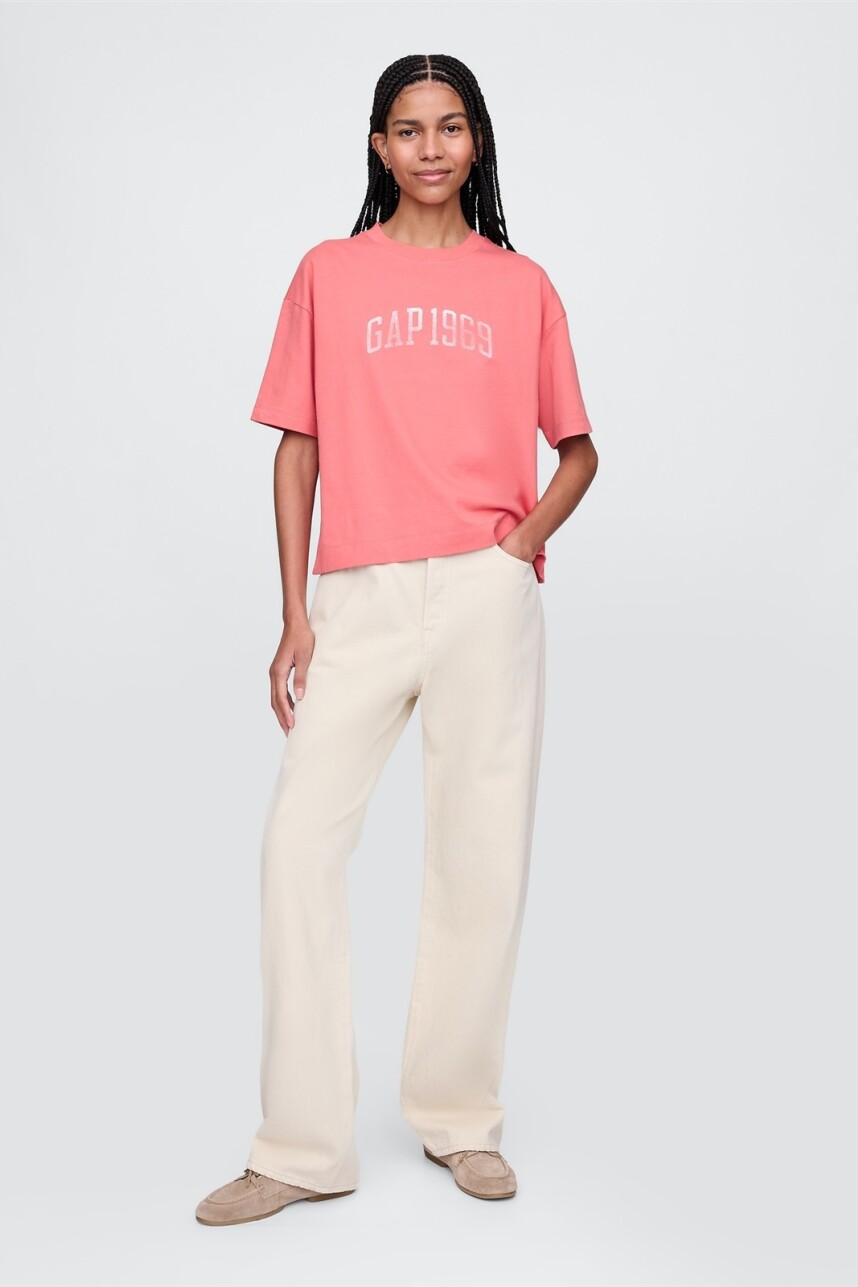 Remera Mini Logo Cropped Mujer Watermelon Ice