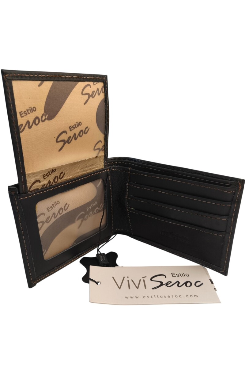 Billetera de cuero con visor Negro