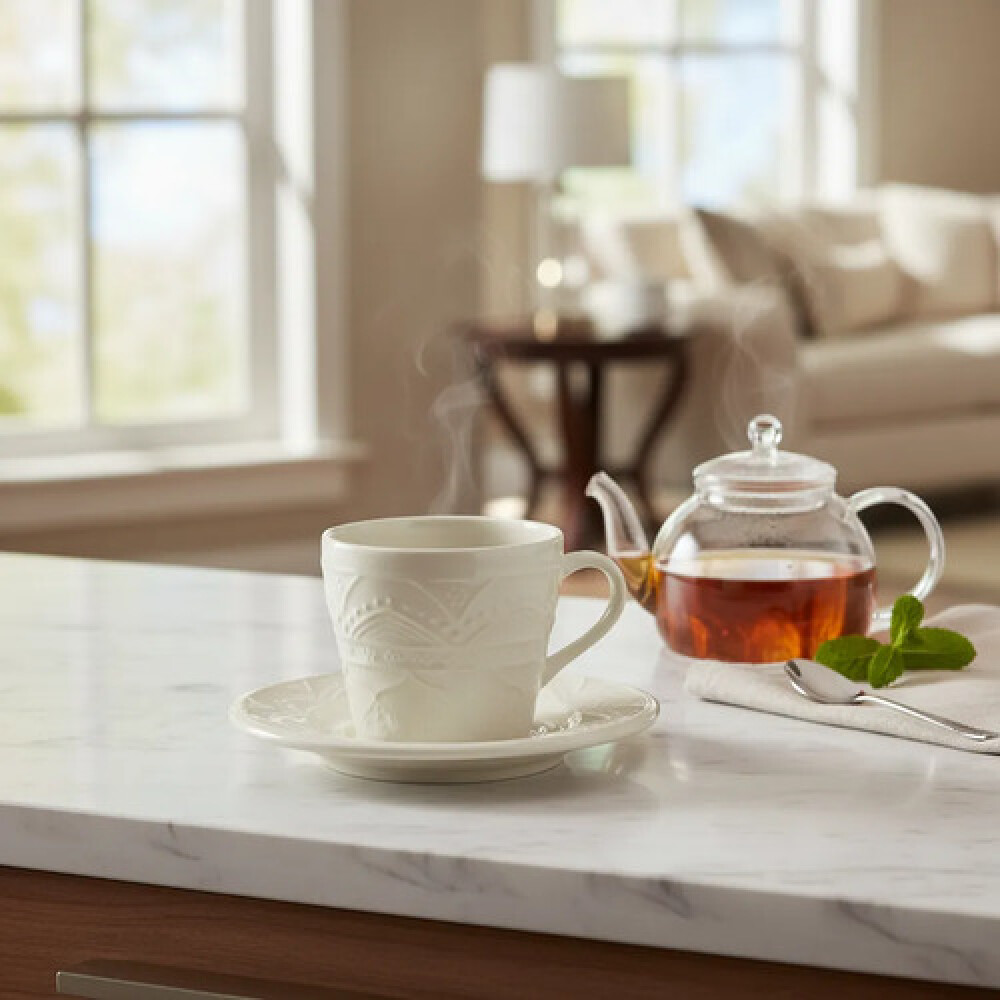 Taza de te con plato Serena cream 200ml OXFORD Taza de te con plato Serena cream 200ml OXFORD