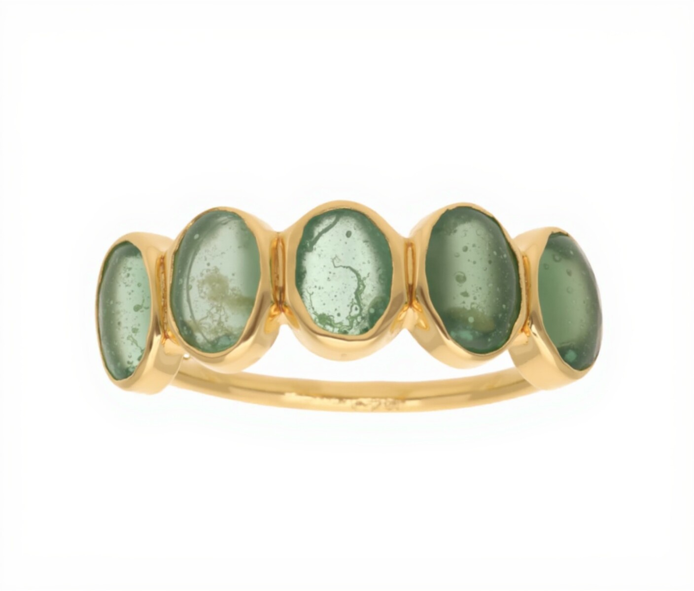 Anillo medio sin fin -Plata rodinada con micra oro 18k-Piedra Esmeralda- AN2019 - conpiedra 