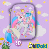 Cartucheras Escolares 1piso estampados 3D Niña UNICORNIO CELESTE