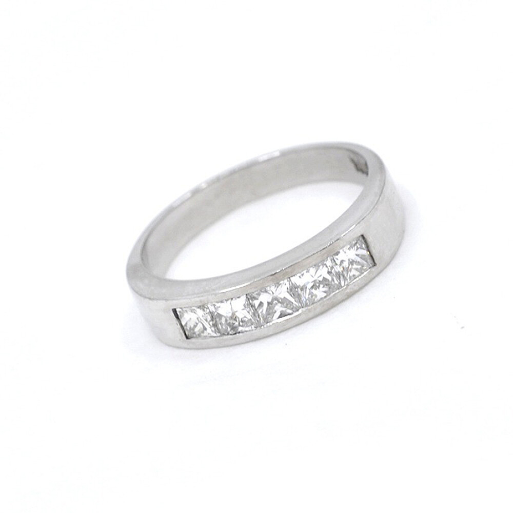 Anillo Medio Sin Fin En Oro Blanco 18K Y Brillantes Corte Princesa Anillo Medio Sin Fin En Oro Blanco 18K Y Brillantes Corte Princesa