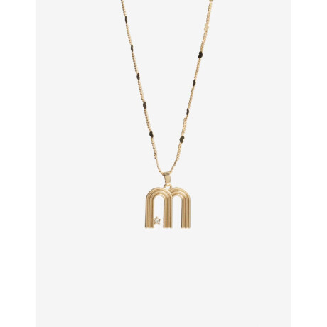 Collar Con Dije Iniciales Letra ''m'' Dorado