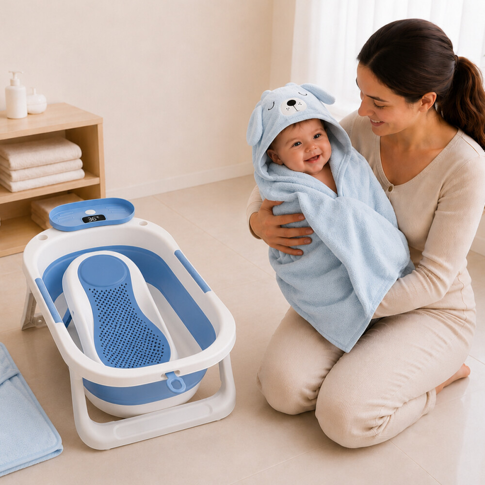 Kit Babyshower Regalo Maternal Bebé Bañito Toalla Peluche Combo varón