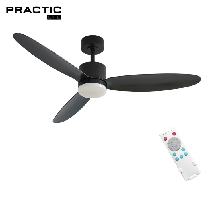 Ventilador de Techo Practic Life FS50233 con Luz LED y Control Remoto Negro