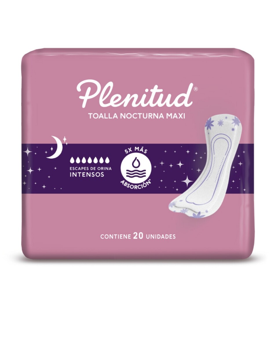 Plenitud Femme Toallas para Incontinencia Nocturnas Escapes Moderados a Intensos 20 Unidades – Protección Total
