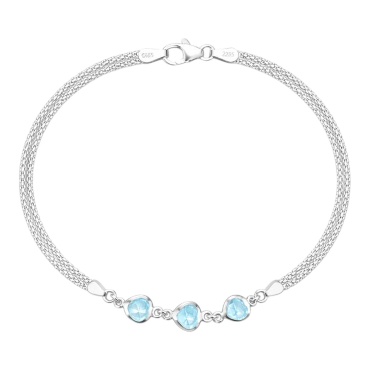 Pulsera Cordon Palomita-Plata rodinada 925-Piedra Zirconia celeste-Pu2017 - conpiedra 