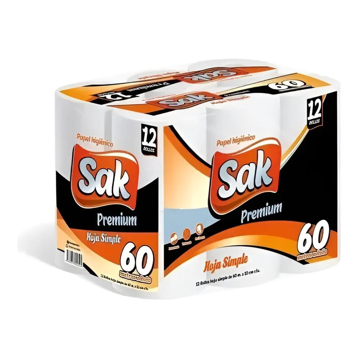 PAPEL HIGIÉNICO SAK PREMIUM 60 METROS X 12 UNIDADES 