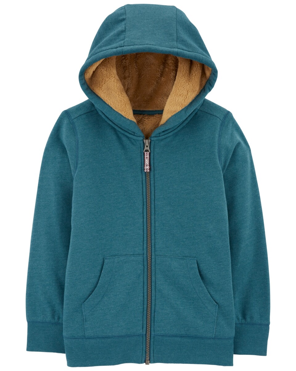 Campera de algodón, con forro de sherpa, verde 