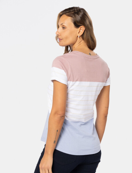 REMERA RAYADA Rosado