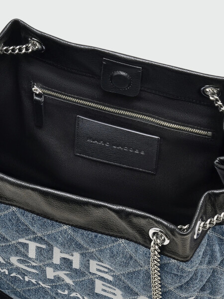 THE QUILTED DENIM CHAIN SACK BAG Azul