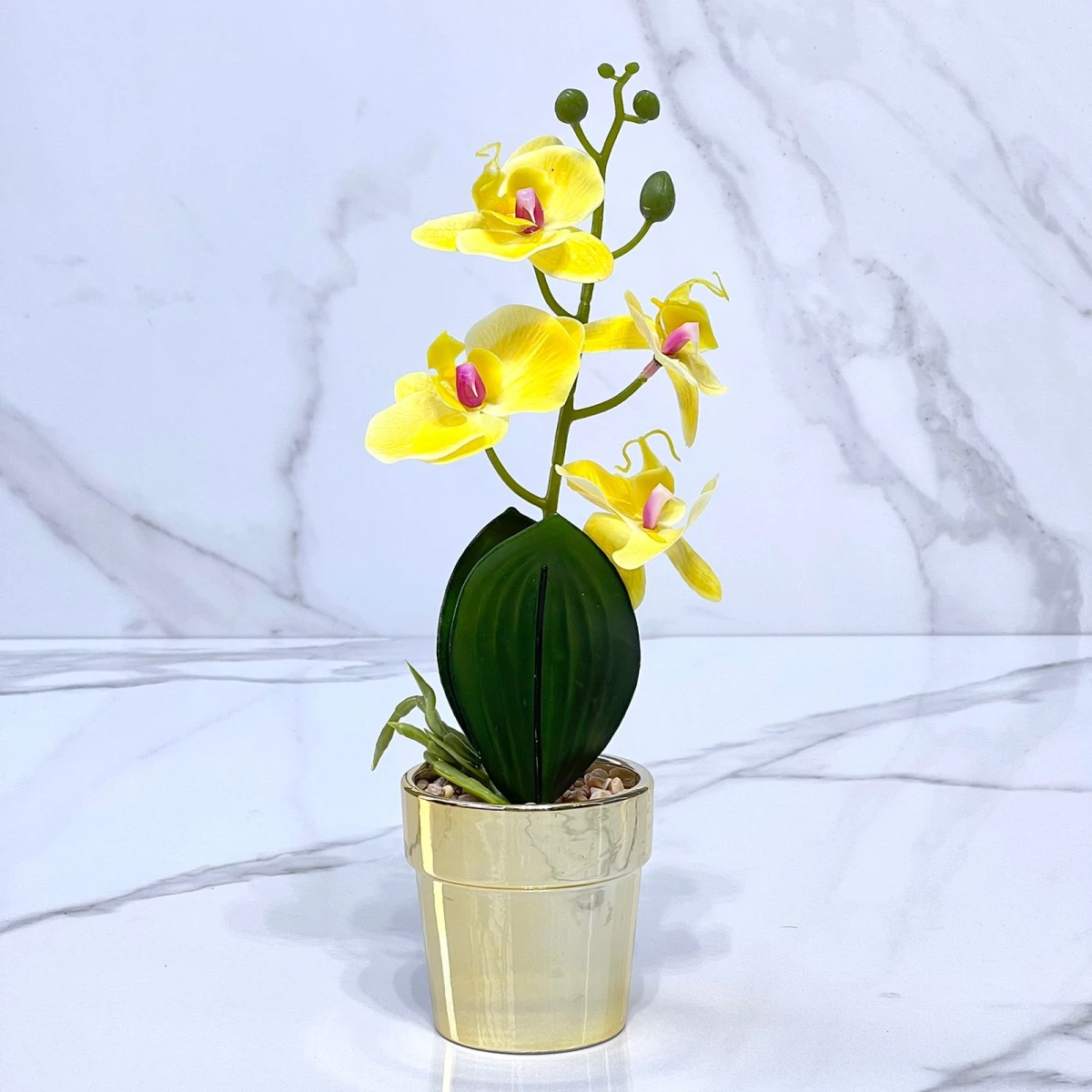 Planta Orquídea Artificial Maceta Cerámica Alto 33cm 