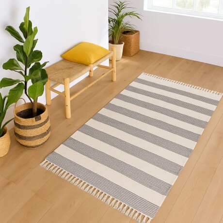 Alfombra con flecos 69x114cm AZUL Y GRIS