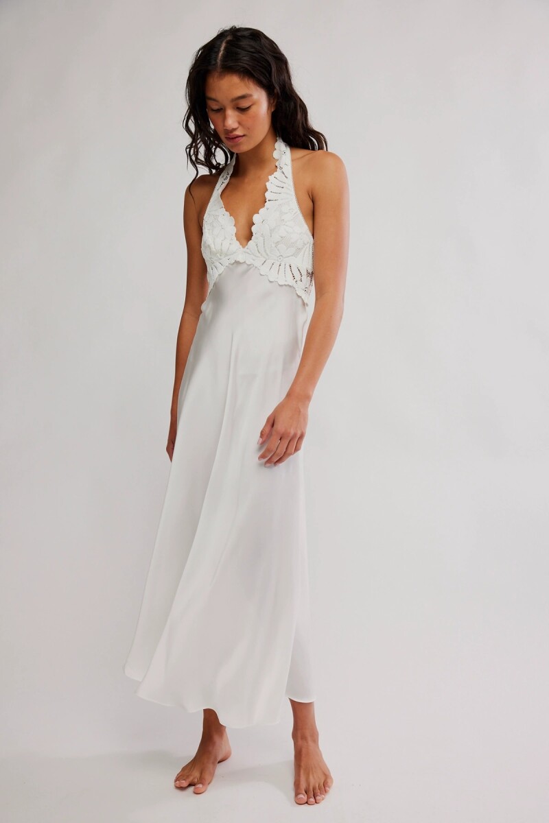 VESTIDO MIDI PETAL PARTY Marfil