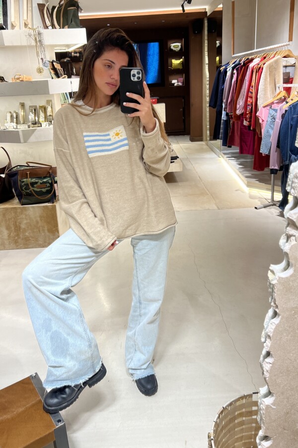 Sweater Flag Uruguay Beige