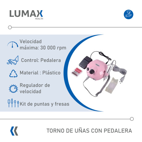 Torno Uñas Lumax 30000rpm Profesional Con Pedalera Rosado