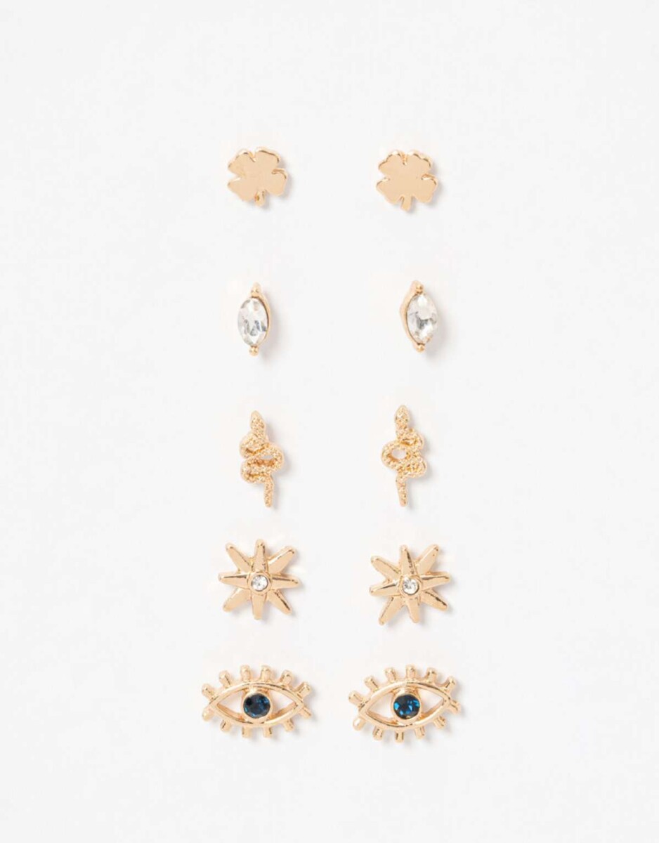 Set De 5 Aros Pasantes Místicos - Dorado 