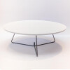 MESA DE CENTRO REDONDA - MADERA COLOR BLANCO Y PIE EN METAL GRAFITO - 90cms MESA DE CENTRO REDONDA - MADERA COLOR BLANCO Y PIE EN METAL GRAFITO - 90cms