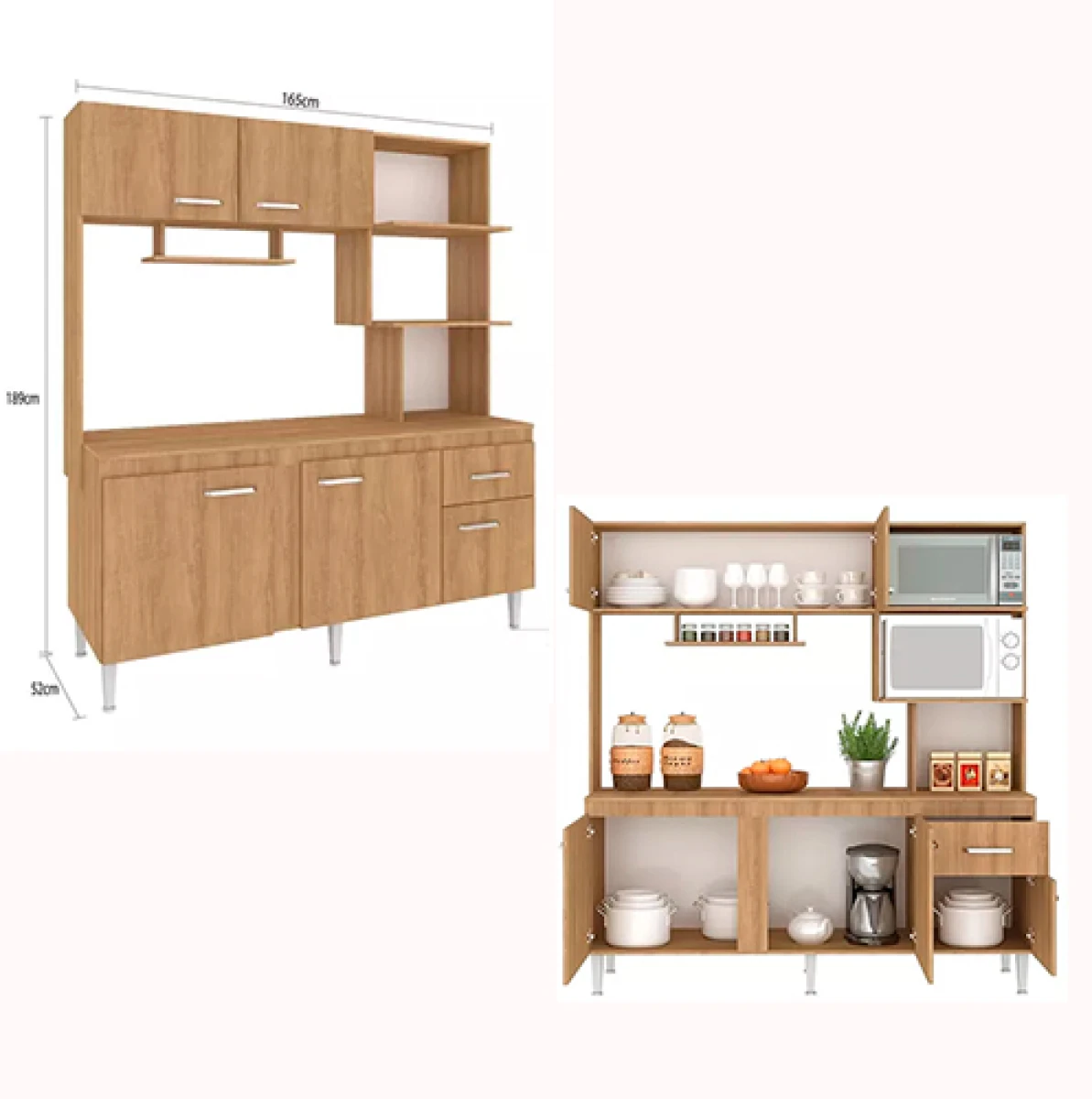 COCINA COMPACTA NAPOLI 444- Sevilha - Miel / Teka Grafito - Sin color 