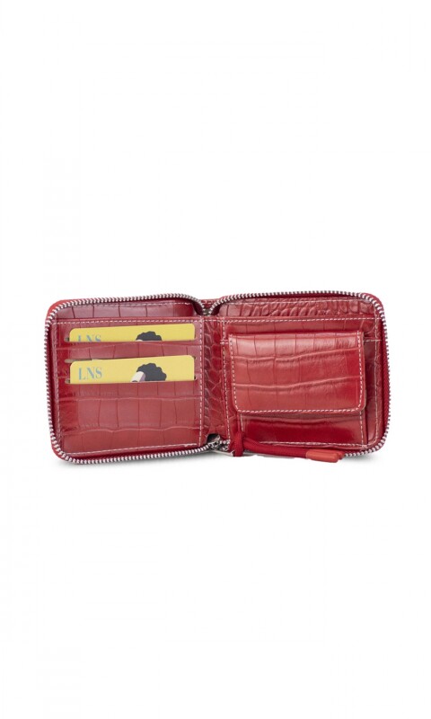 BILLETERA CANDELA CROCO GRANATE