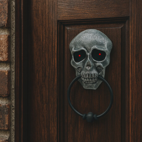 Timbre para puerta con calavera Plateado