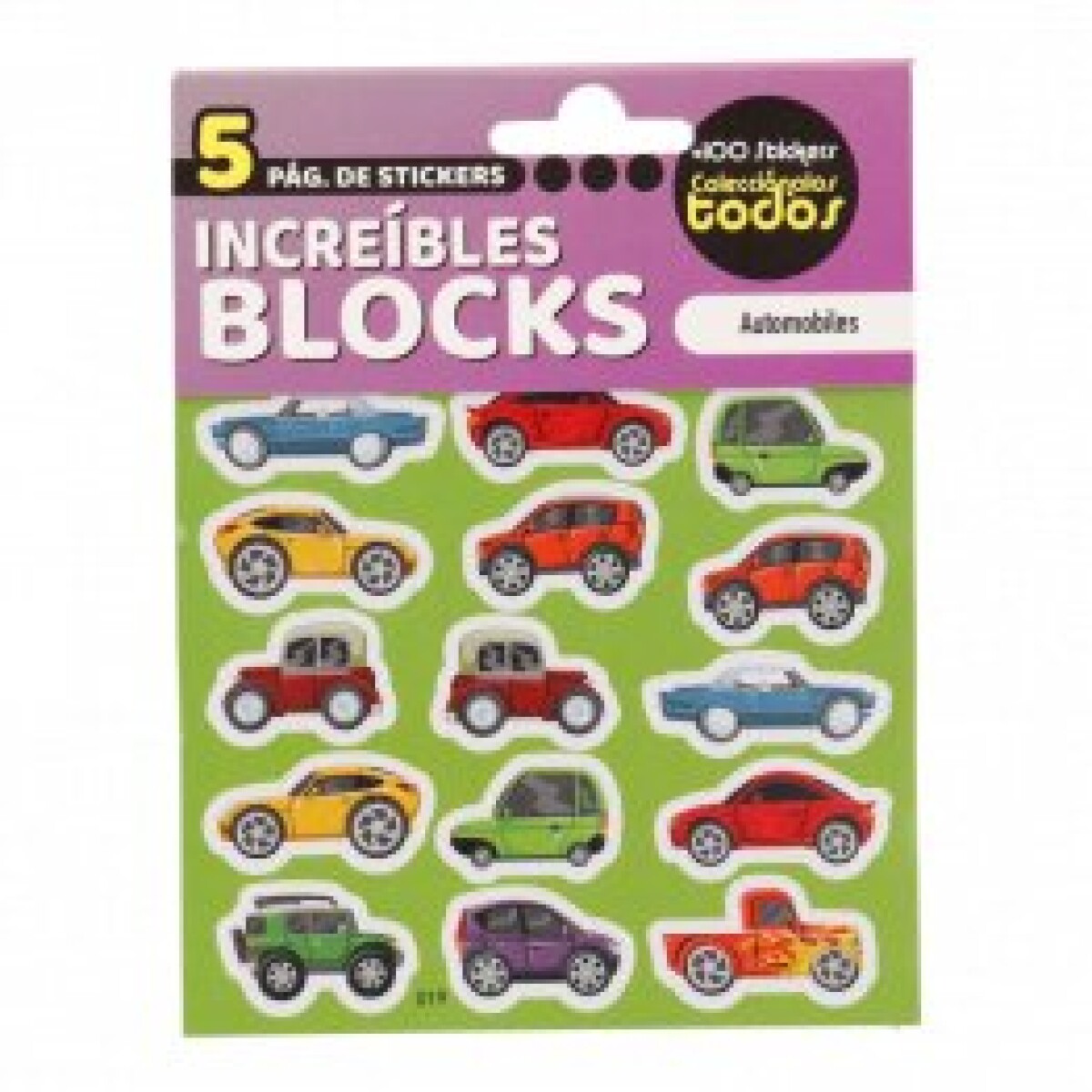 Stickers en Block de 5 Hojas - Autos 