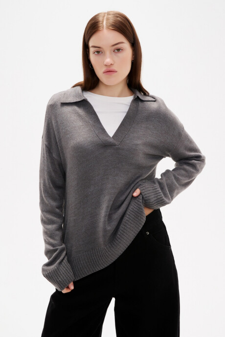 Sweater Dapa Gris Melange Oscuro