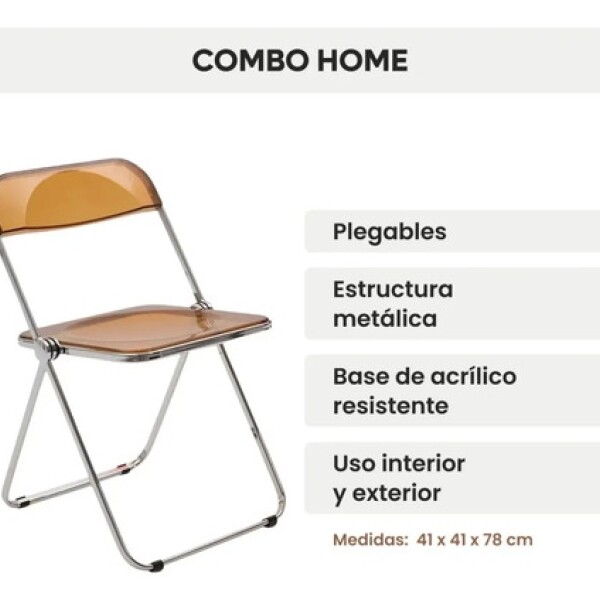 Silla Comedor Cocina Plia Umea Acrílico Retro Vintage Plateada