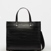 Cartera de mano Capri en cuero grabado croco Negro