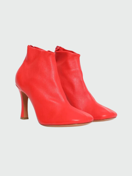 Celine- Botines de cuero con punta redondeada Terracota