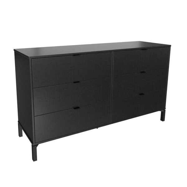 Cómoda Marden 6 Cajones Horizontal Negro CóMODA MARDEN 6 CAJONES HORIZONTAL NEGRO