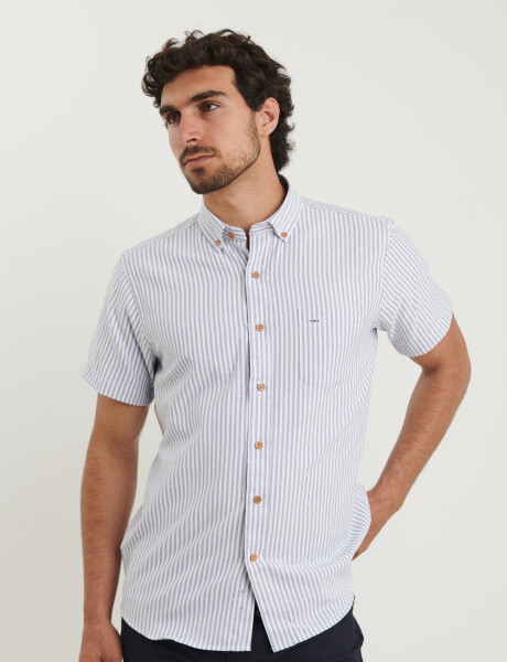 012575 CAMISA HARRINGTON LABEL Blanco/gris