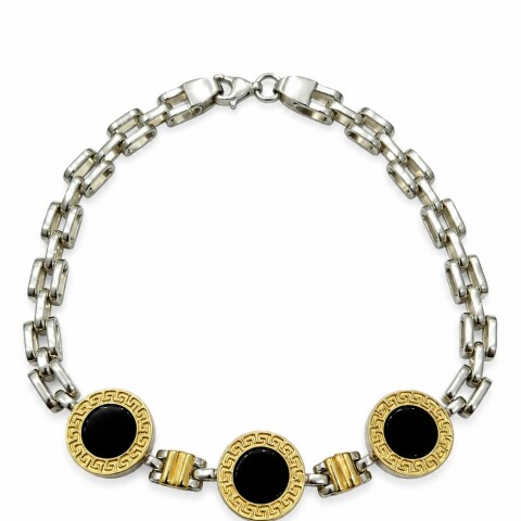 Pulsera con tres medallas de Onix Pulsera con tres medallas de Onix