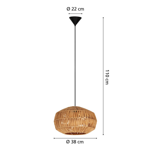 Colgante acero negro pantalla papel E27 EG6238