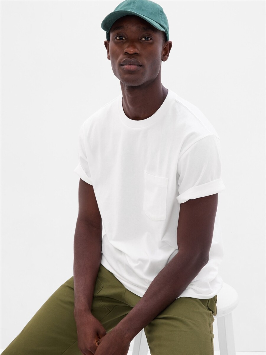 Remera Con Bolsillo Hombre - White V2 Global 